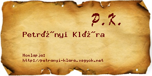 Petrányi Klára névjegykártya