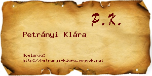 Petrányi Klára névjegykártya